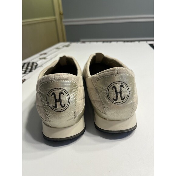 Cole Haan Tan Quilted Suede Gold Metallic Leather Accents Slip On Sneakers Shoes - Picture 6 of 15